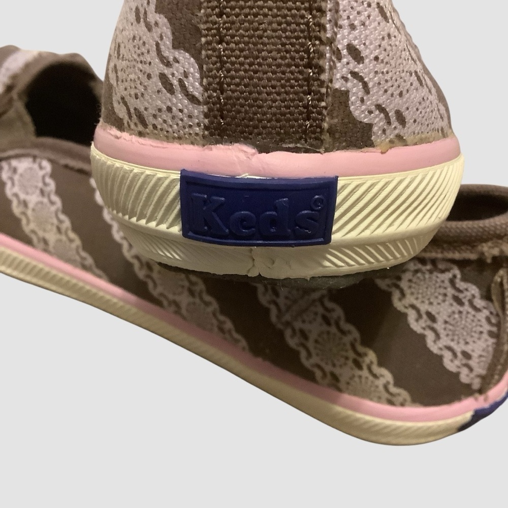 Keds Brown and Pink Flats with Striped Lace Print Design/ Size 6.5 - Picture 10 of 13